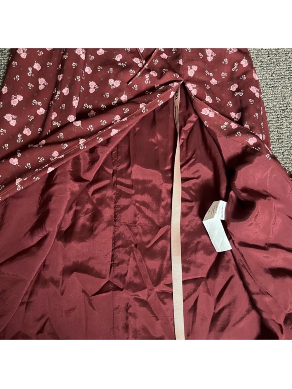 House of CB Burgundy Floral Maxi Dress with Side Slit - Picture 15 of 15